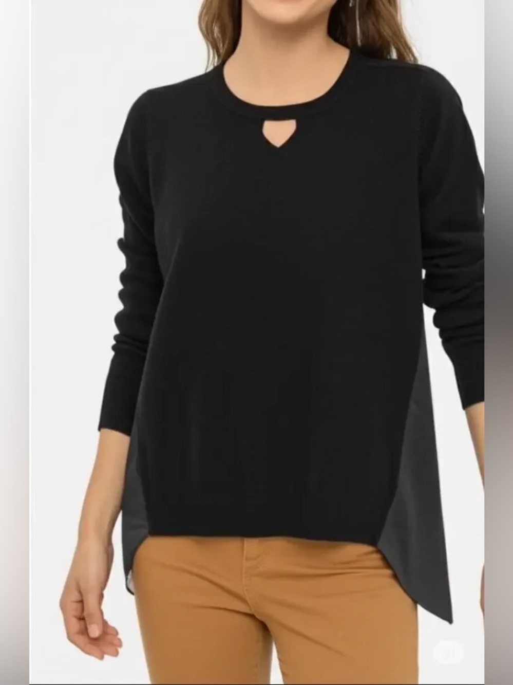 NWT One A Keyhole Tunic Sweater Black Office Wear Minimalist Size Large